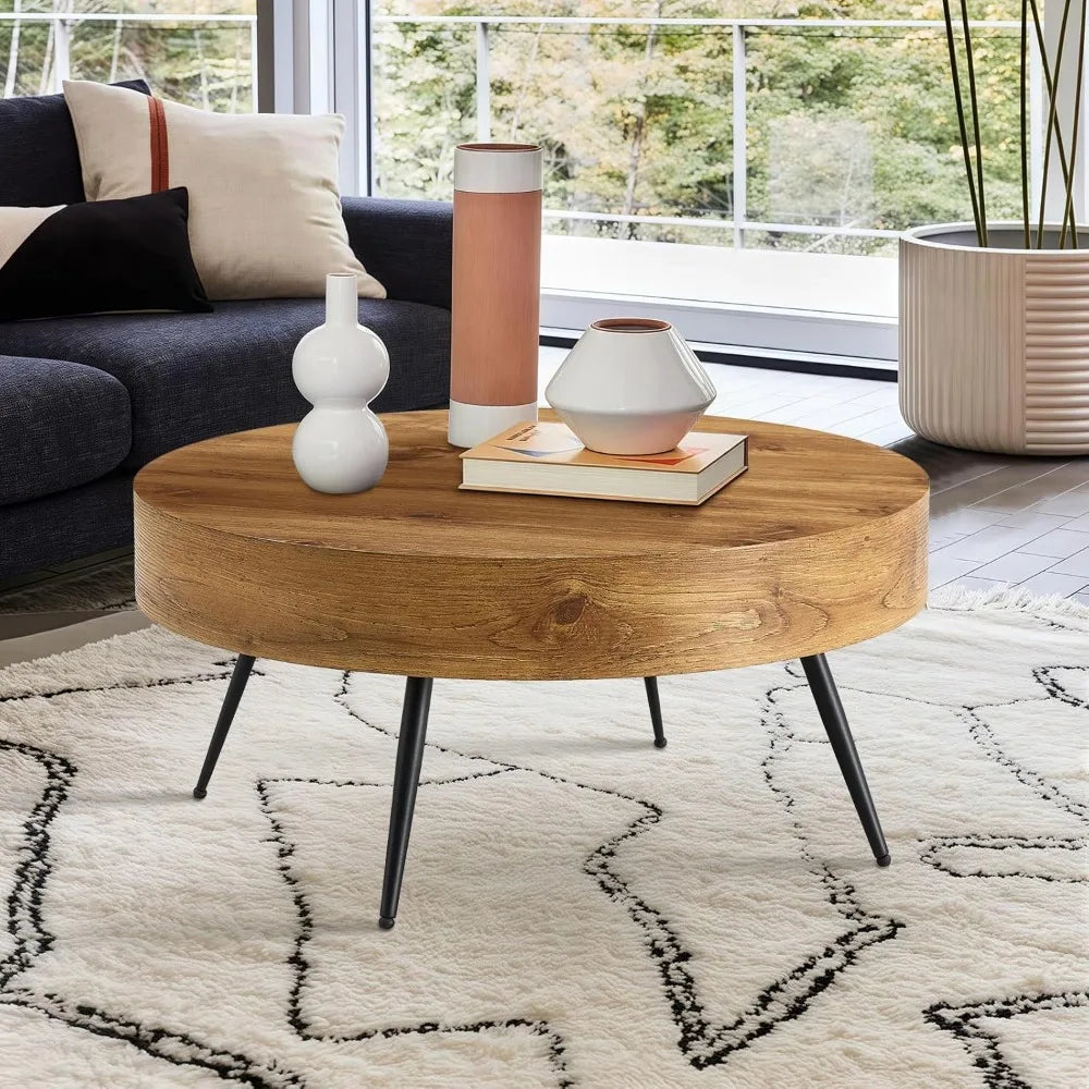 Beautiful Round Coffee Table for Living Room, with Storage