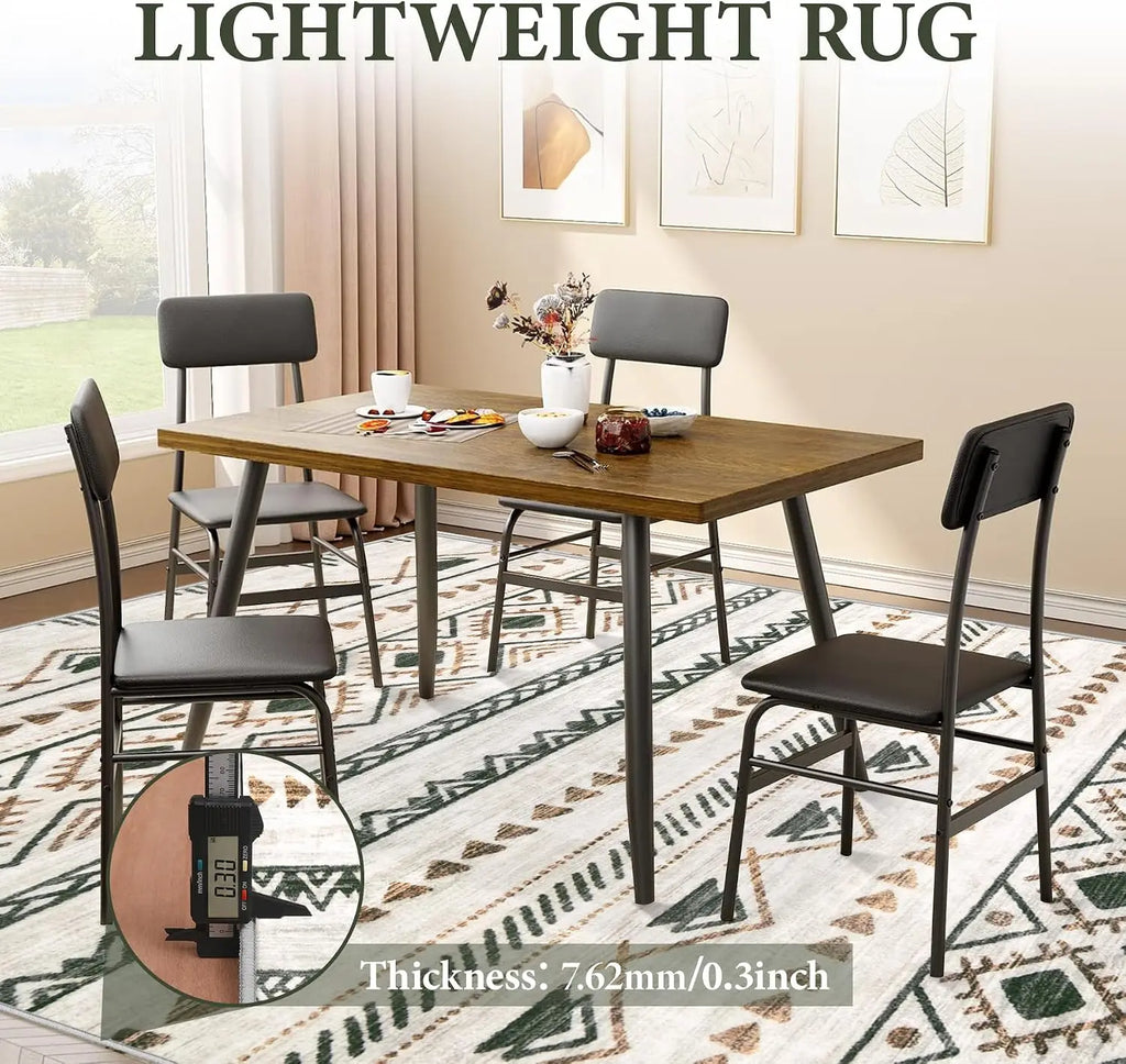 Modern Boho Geometric Rug 8x10, Non-Slip Washable Area Rug