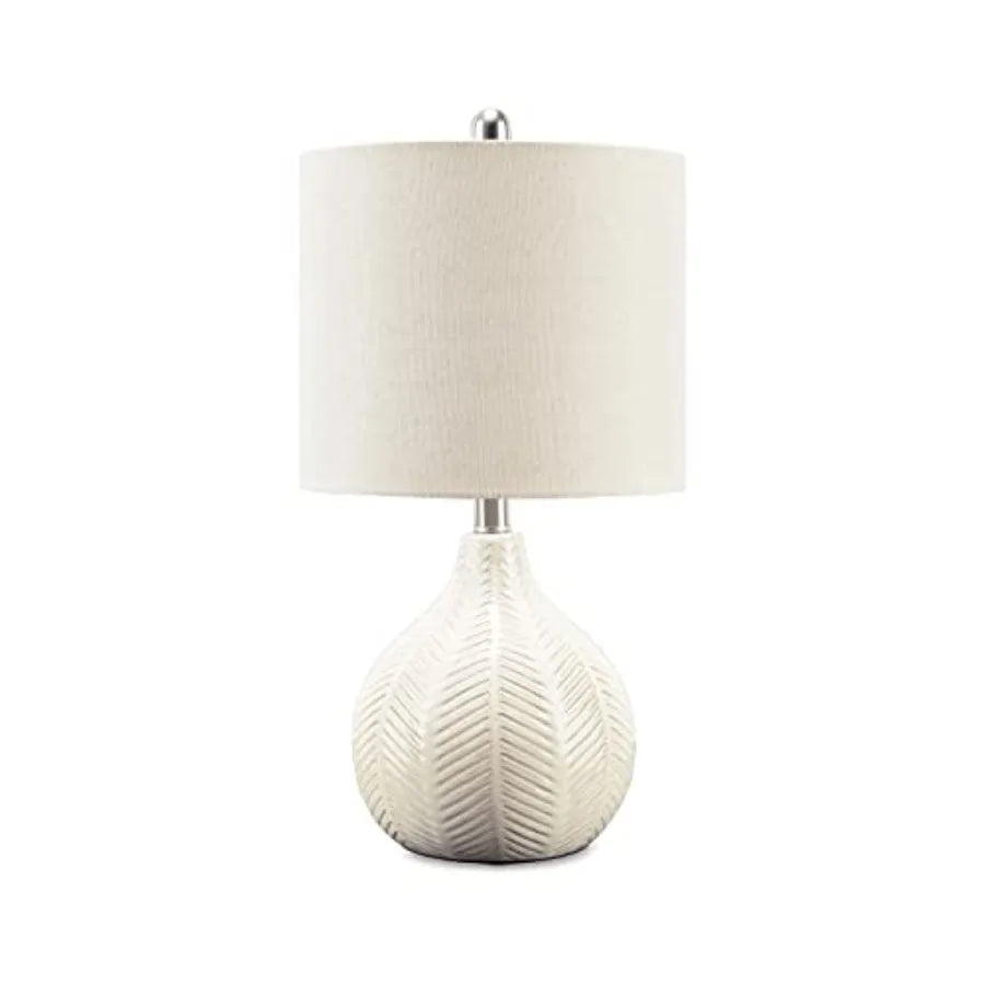 Contemporary Modern Table Lamp with Drum Hardback Fabric Shade