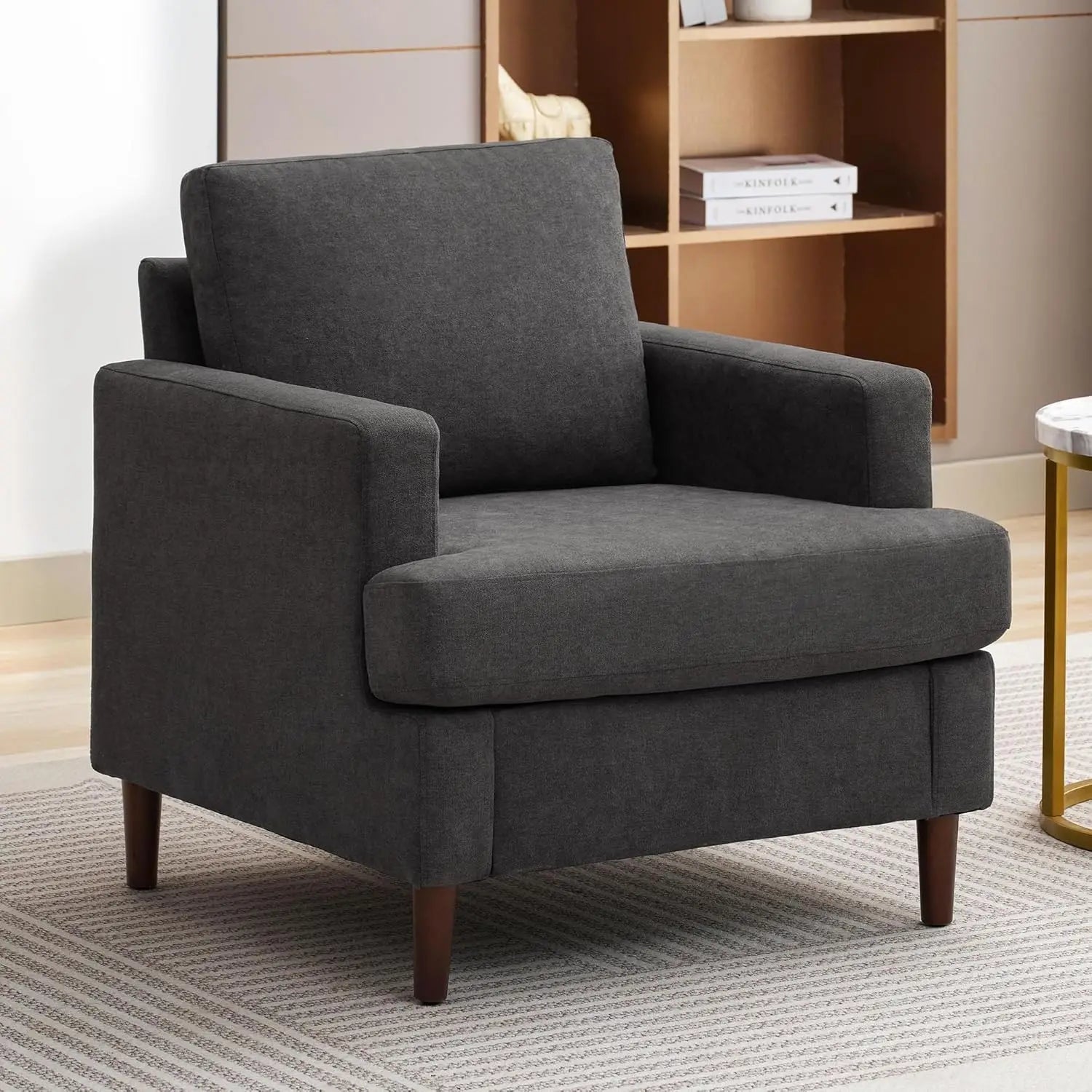 Mid-Century Accent Chair,Modern Linen Fabric Armchair