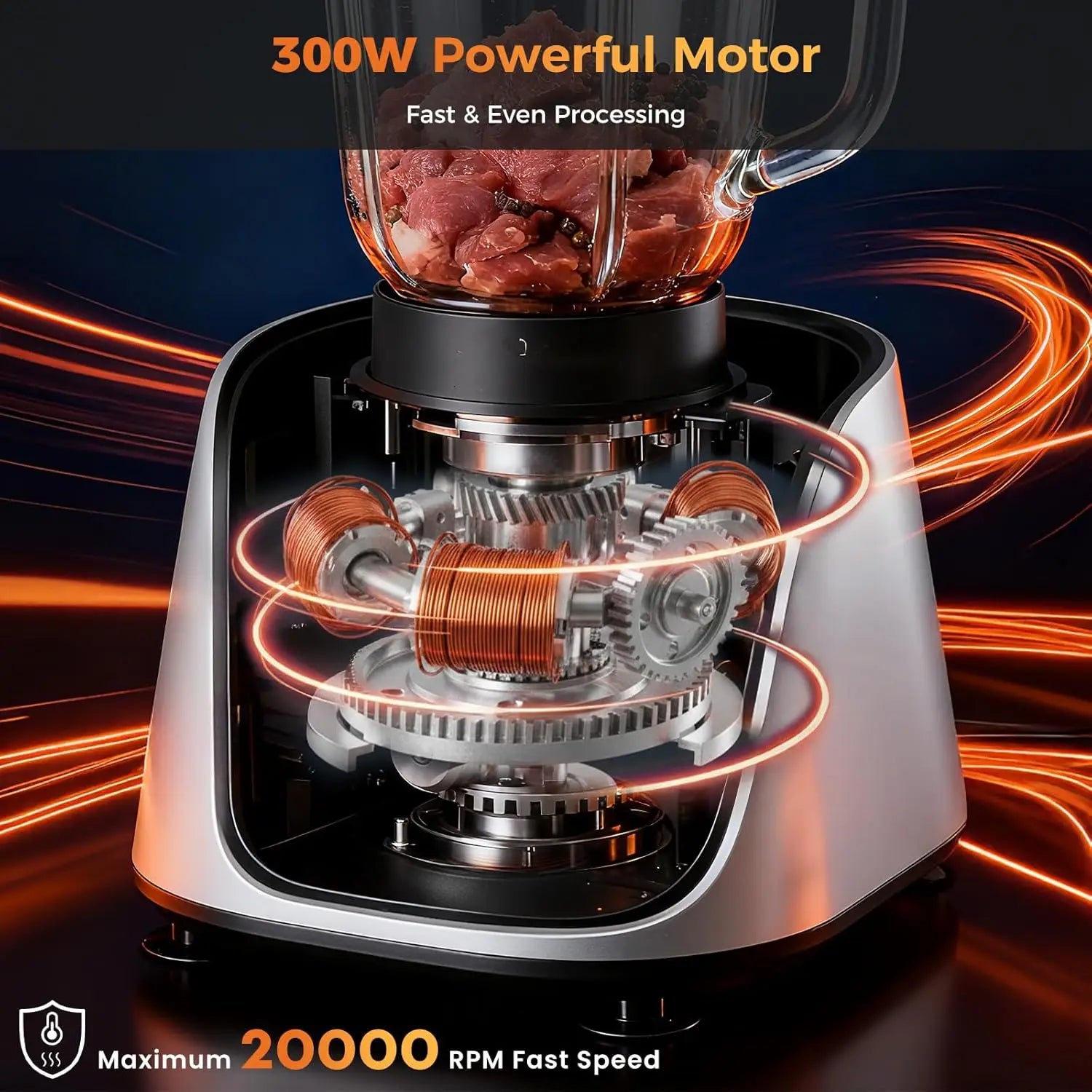 Food Processor Blender Combo  1.5L Glass Jar