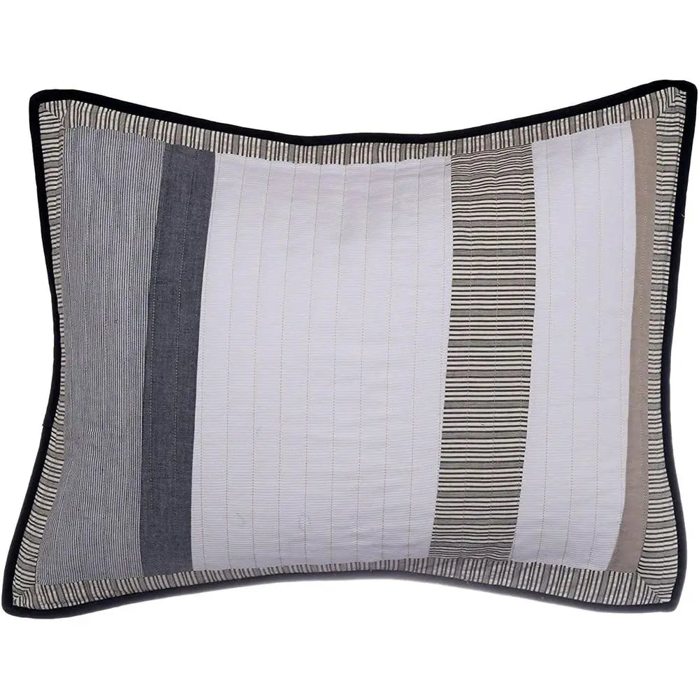 Cotton Reversible Queen Quilt Set with Matching Shams, in Tan/Grey