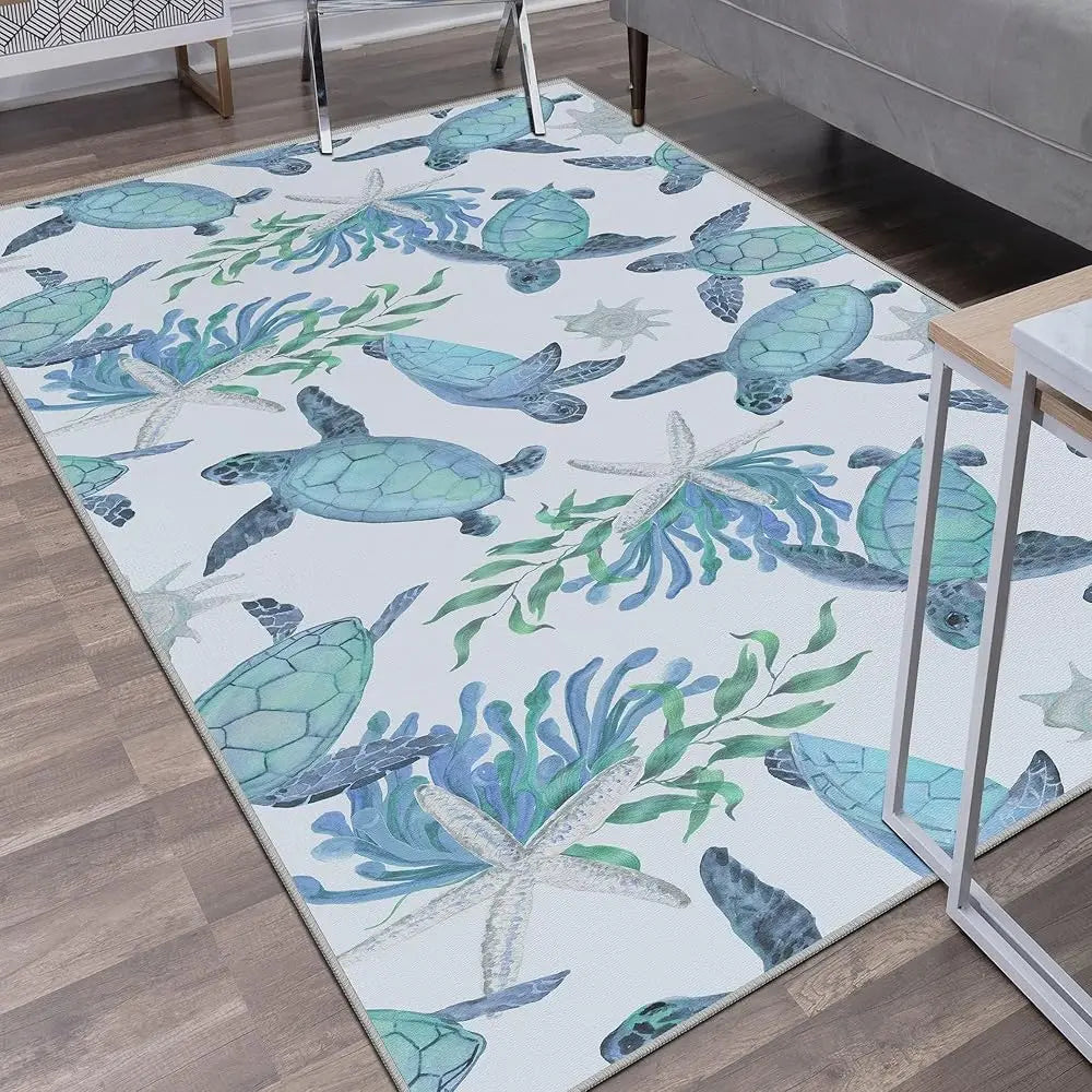 Coastal Sea Turtles Area Rugs Beach Themed Nautical Non Slip