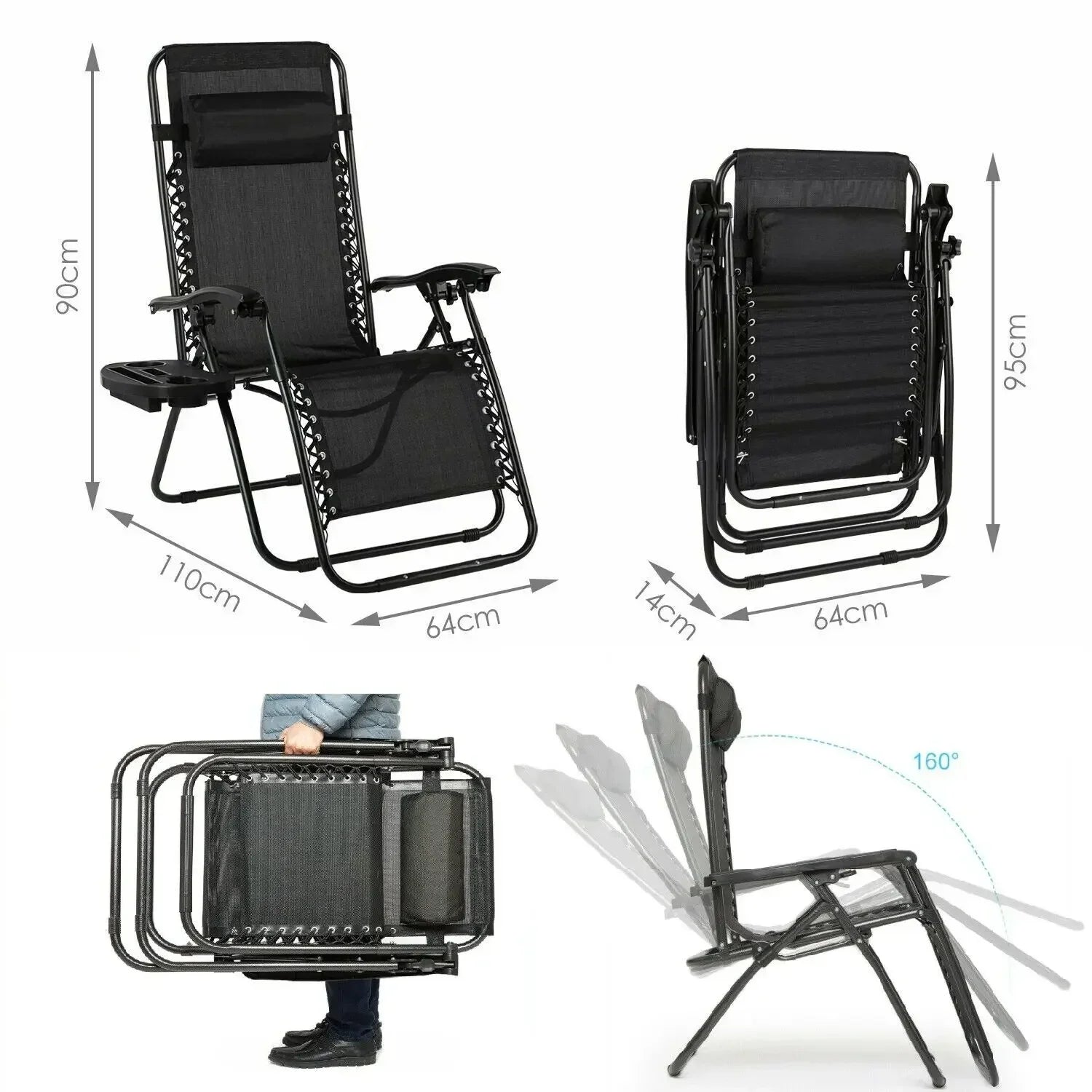 2Pcs Outdoor Foldable Chair, Zero Gravity Chair