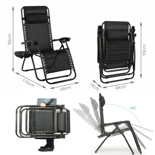 2Pcs Outdoor Foldable Chair, Zero Gravity Chair