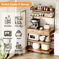 Bakers Rack with Power Outlets, Kitchen Stand Coffee Bar Table with Storage