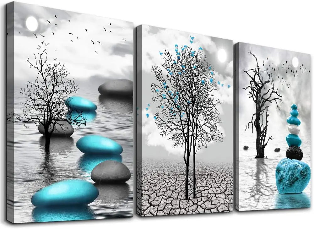 Relaxing Modern Canvas Artworks "Stones in The Water"