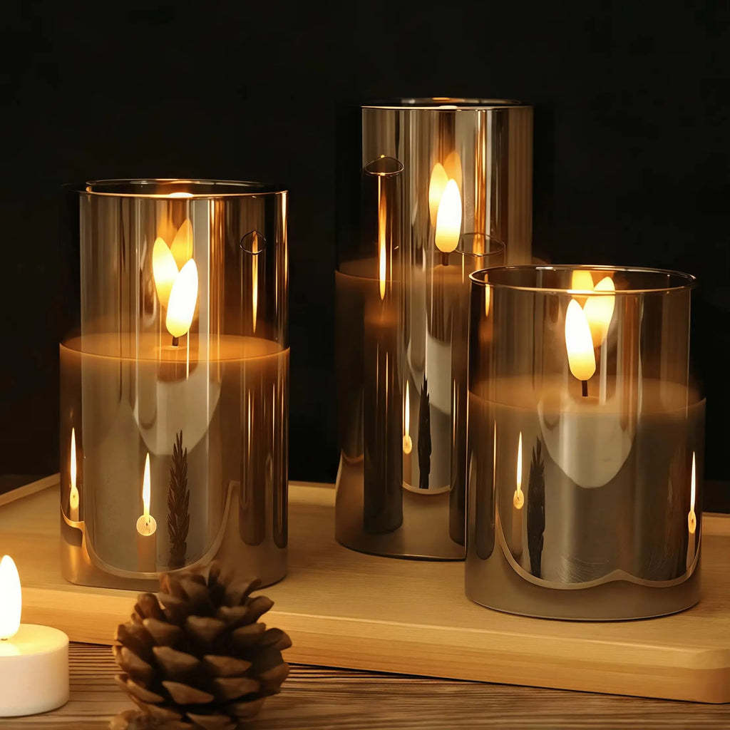LED Candle Set with Remote Control and Timer — Warm, Flickering Light