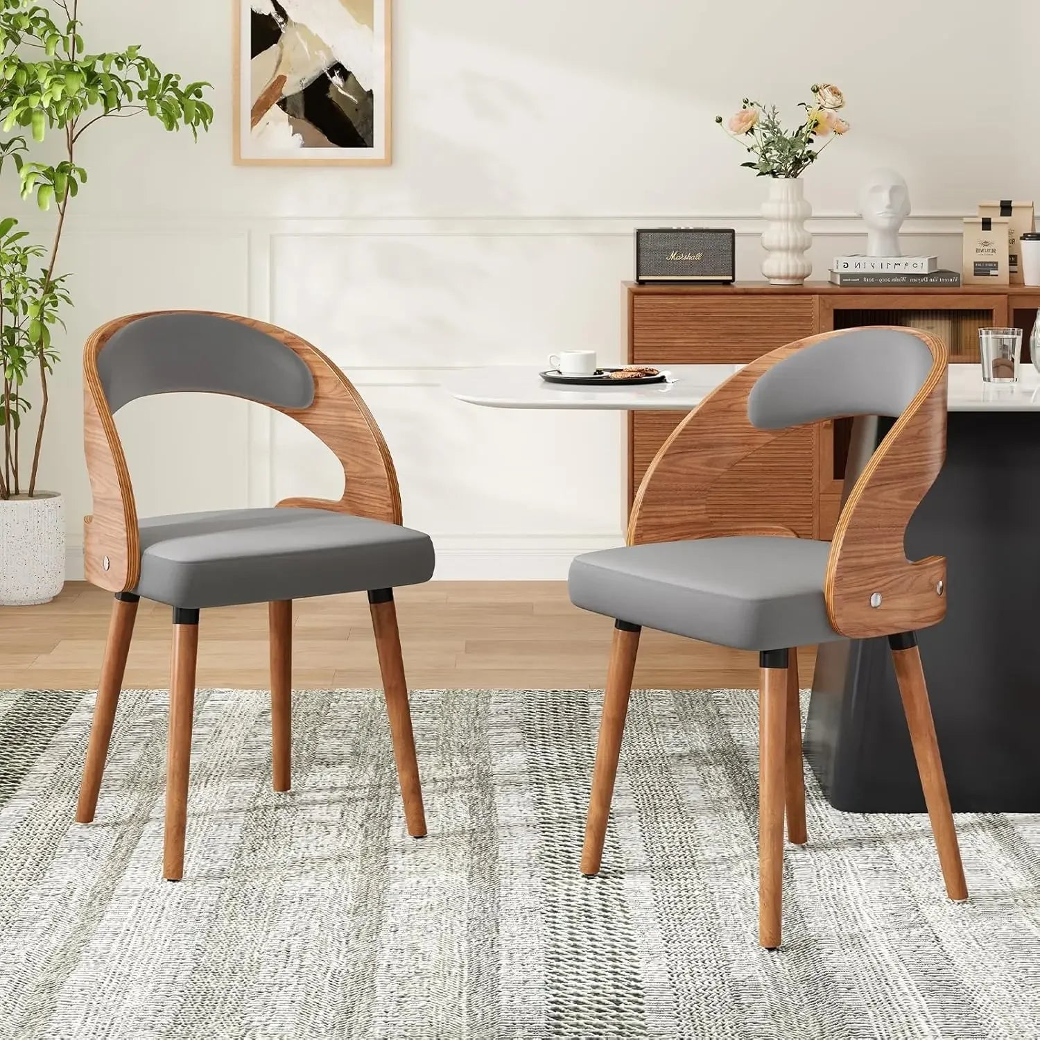 Modern Wood Dining Chairs Set of 4 Upholstered See Colors