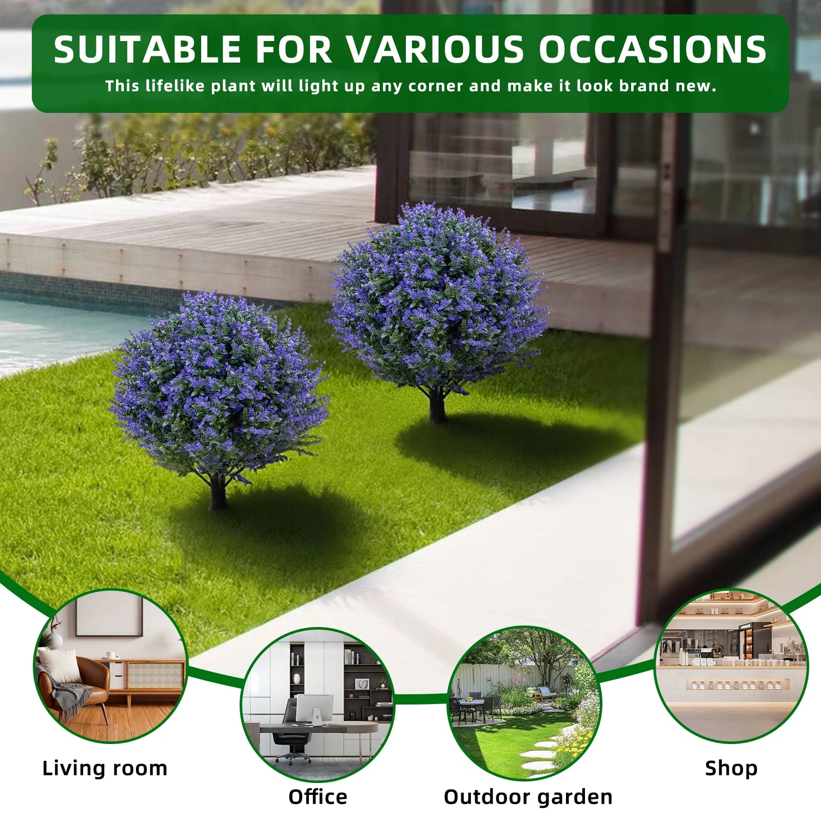 Artificial Bushes Oak Violet Ball Topiary  2PCS