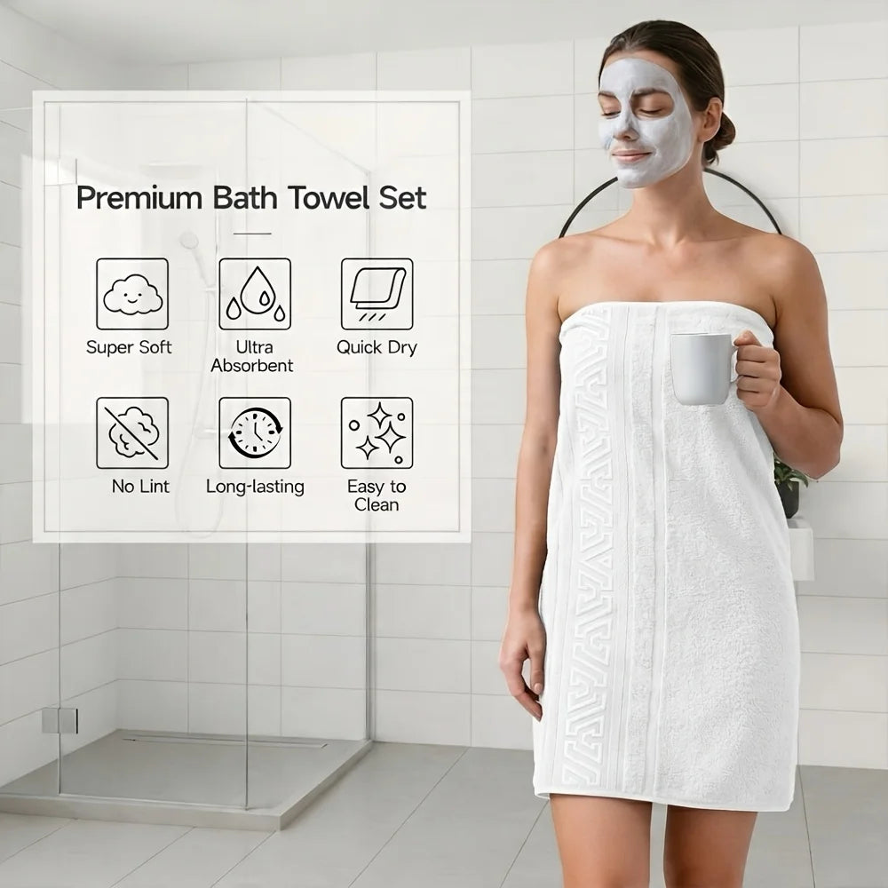 Cotton Bath Towel Set, Highly Absorbent & Quick Dry