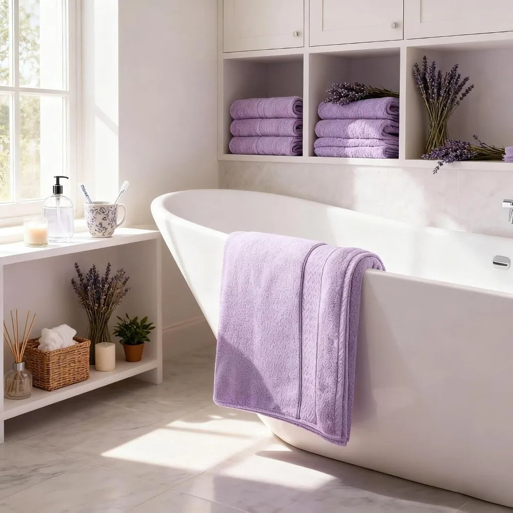Lavender Bath Towels Set 6 Piece, Luxury 100% Turkish Cotton, Soft, Absorbent