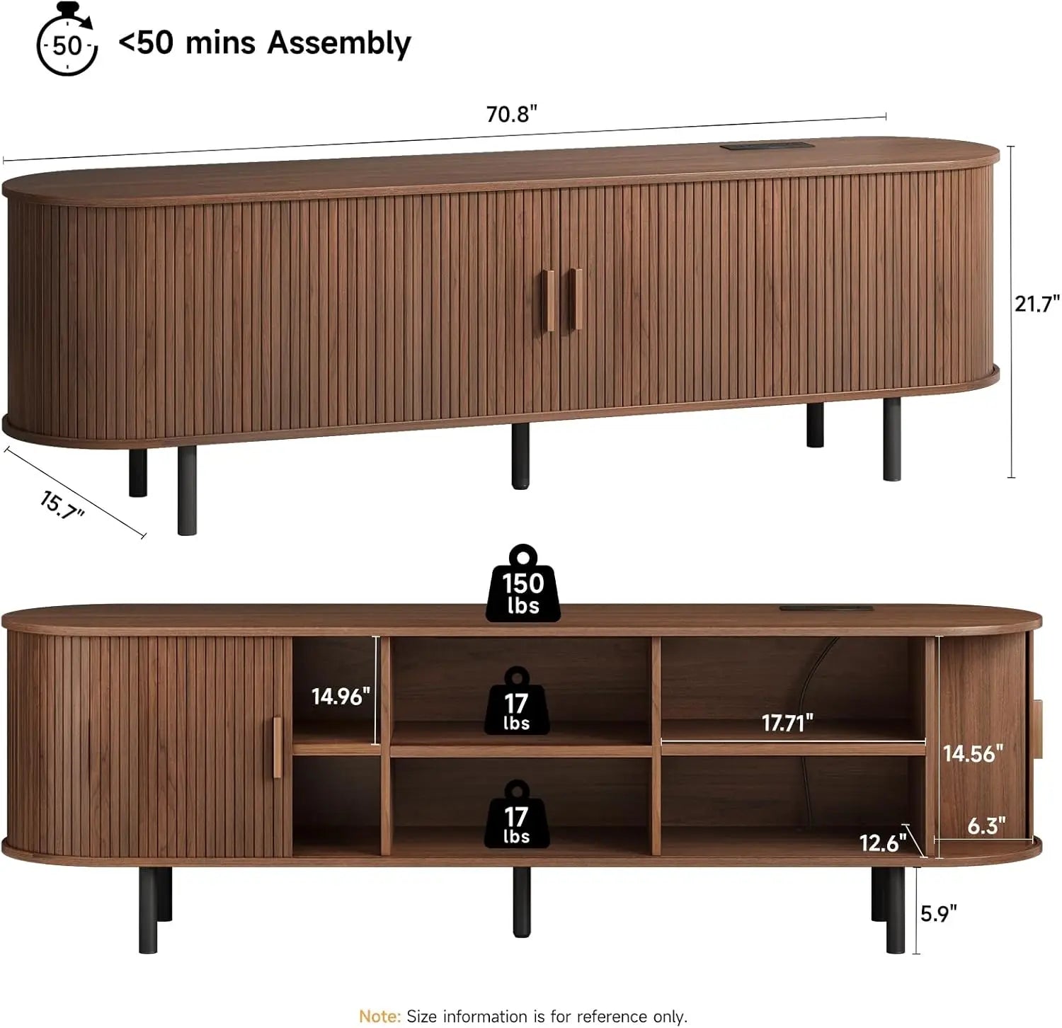 TV Stand with Power Outlet for TVs up to 60/70", Entertainment Center