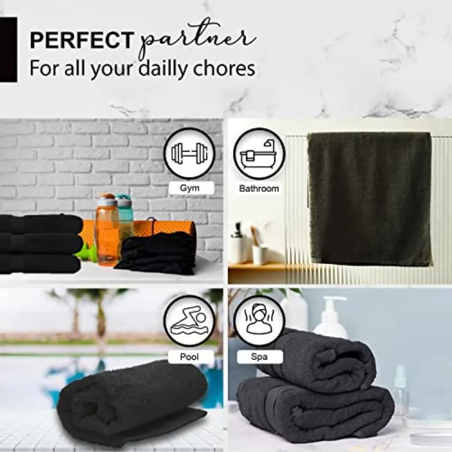 100% Cotton Bath Towels, 24x48 Pack of 6 Towels, Quick Dry