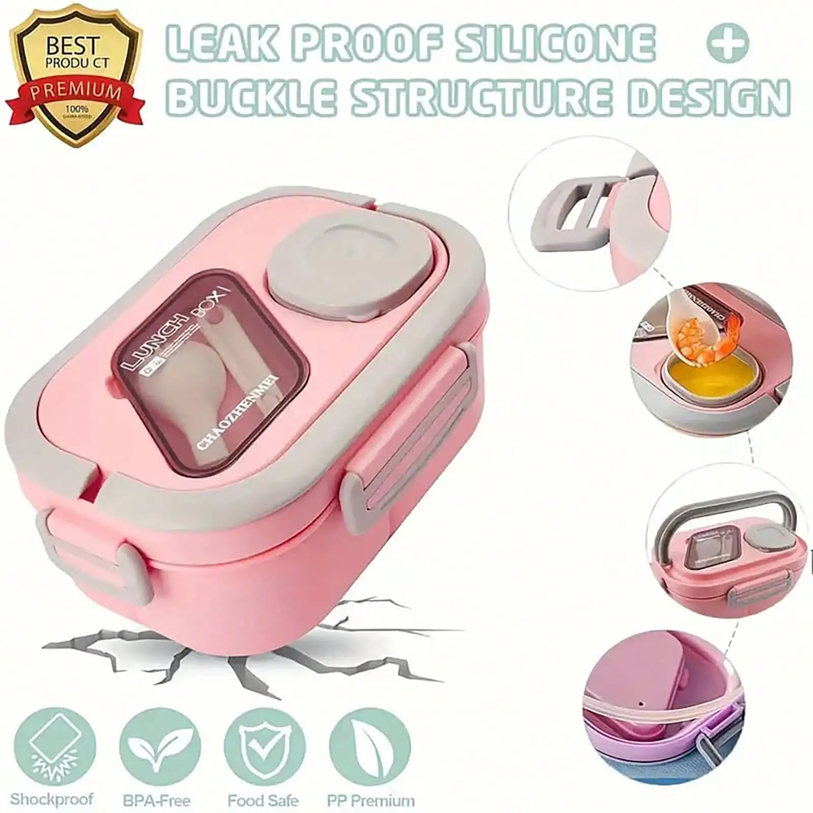 2-Layer Multi-Compartment Lunch Box Set: Lunch Box + Cup + Bag.