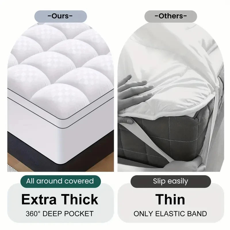 Extra Thick Mattress covers  Topper 1000Gsm Breathable Fitted 8-21 Deep Pocket