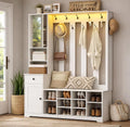 Hall Tree with Bench and Shoe Storage, 59.1" Farmhouse Entryway Bench with Coat Rack and Fabric Drawer, Customized