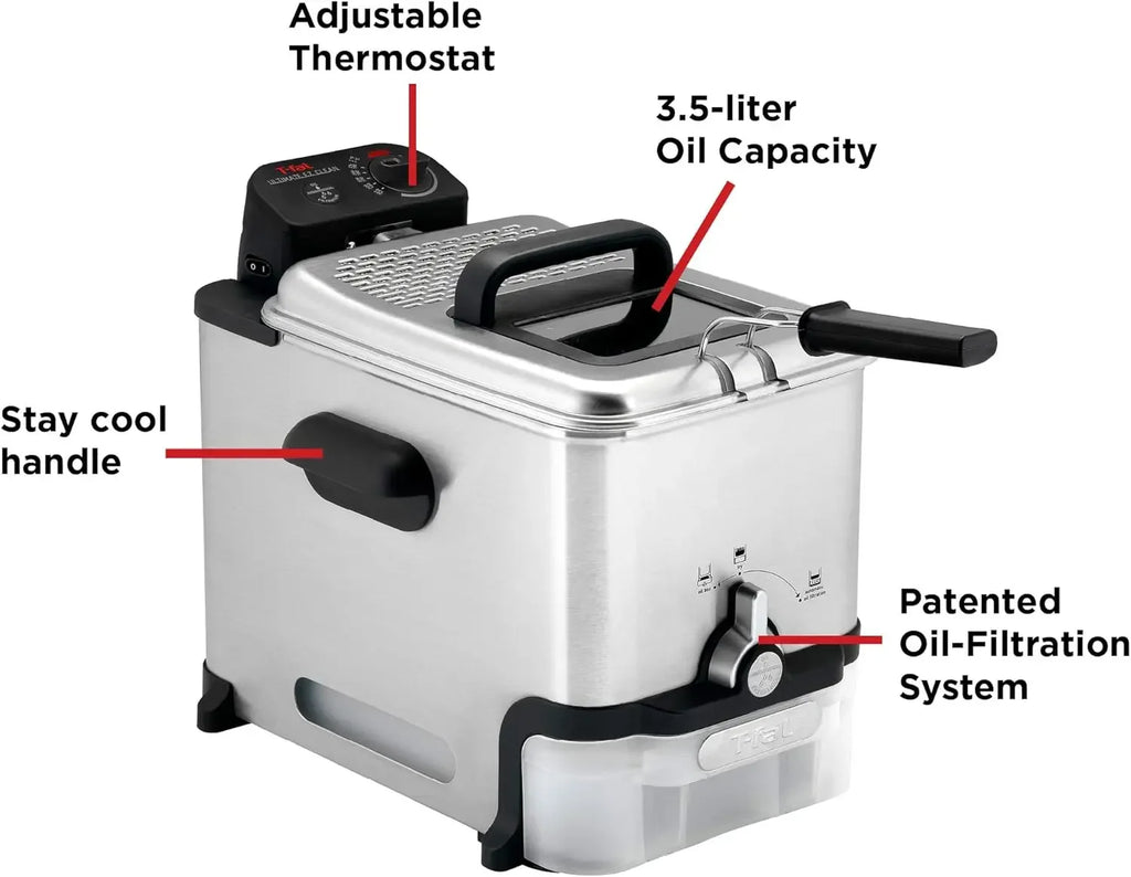 3.5L Stainless Steel Deep Fryer with Basket, 1700W