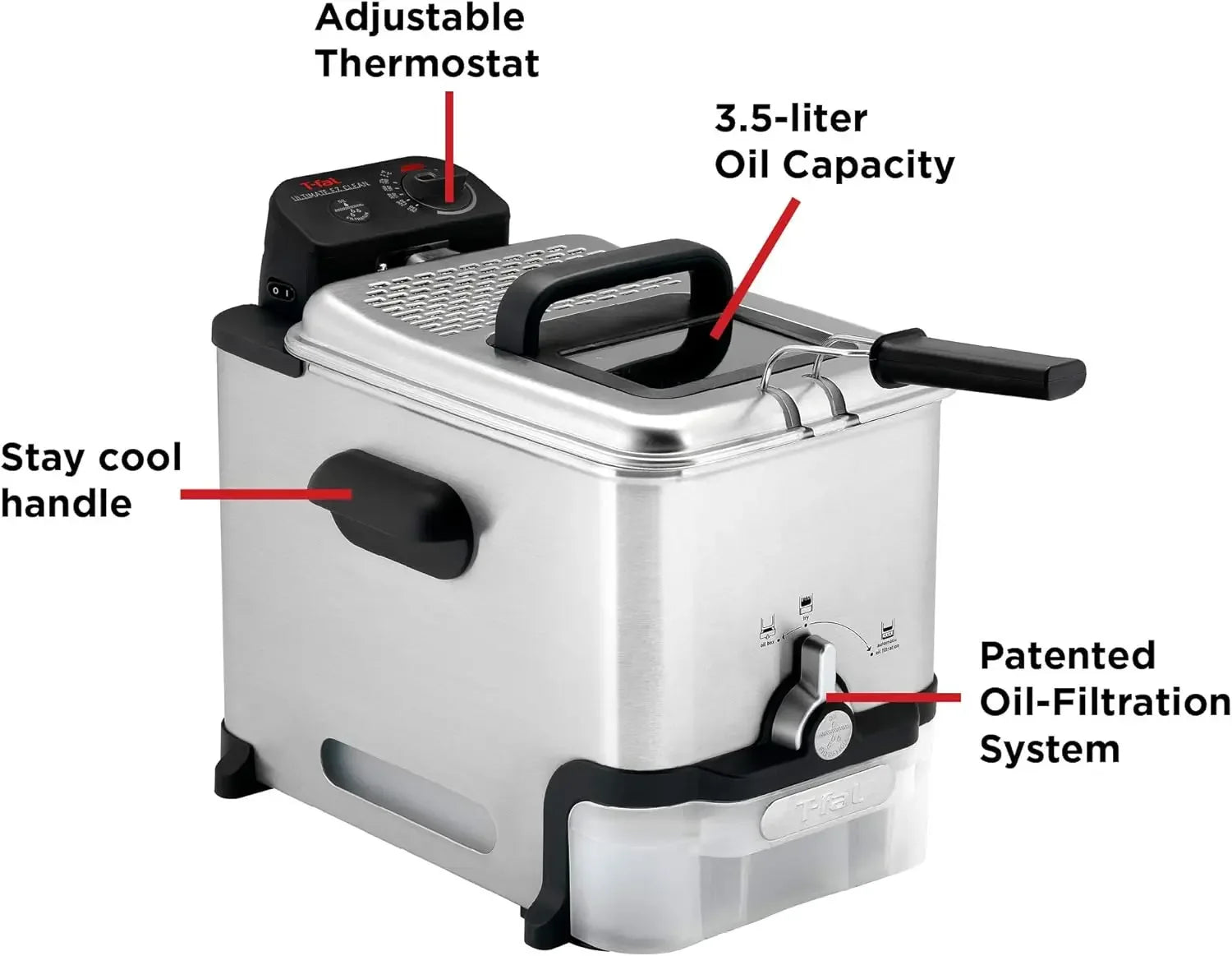 3.5L Stainless Steel Deep Fryer with Basket, 1700W