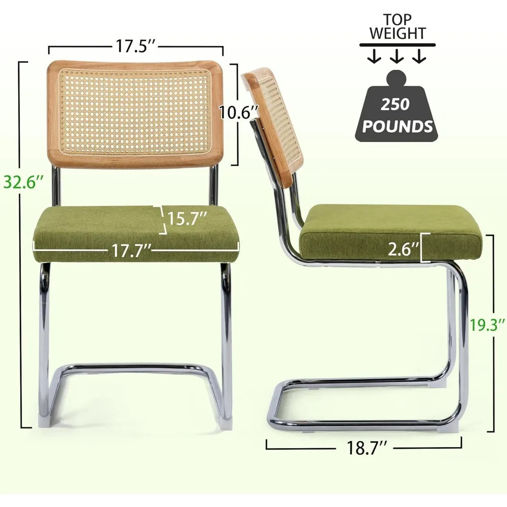 Modern Rattan Cane Dining Chairs or Barstools , Chrome Base,