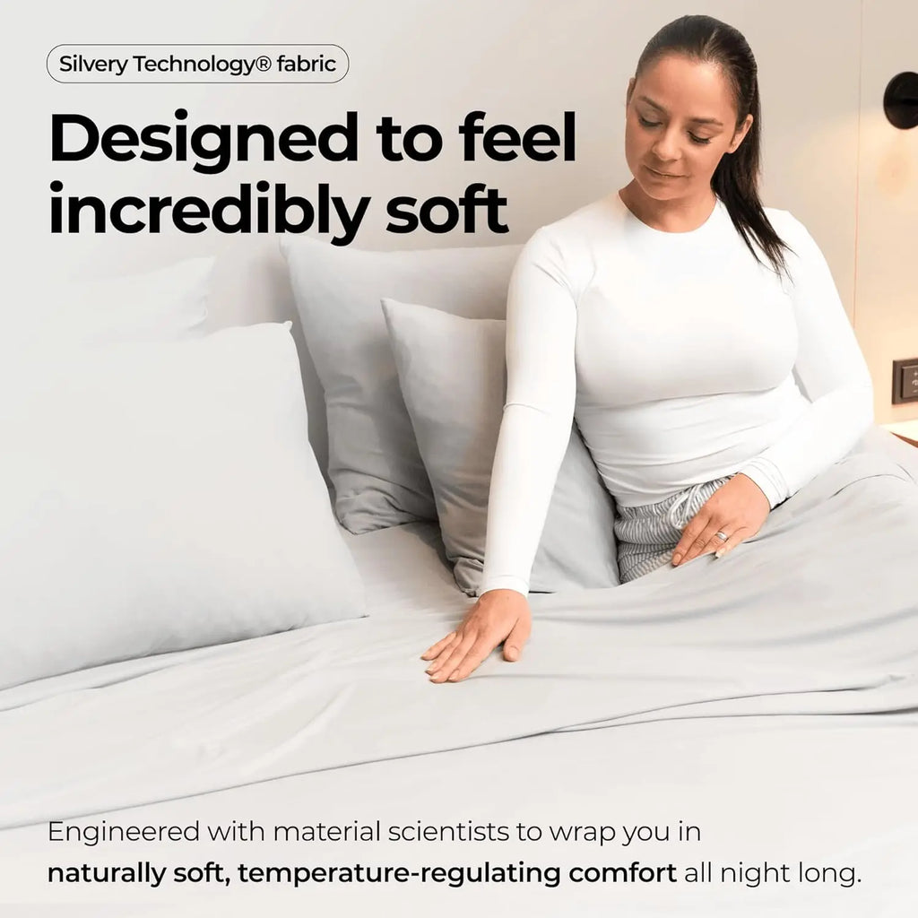 Silver Infused Bed Sheets Set Ultra-Soft Temp-Regulating Fabric Self-Cleaning Technology