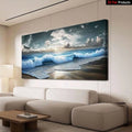 Ocean Waves Seascape, Beach Scenery,  Large Frame Canvas Painting Art Print