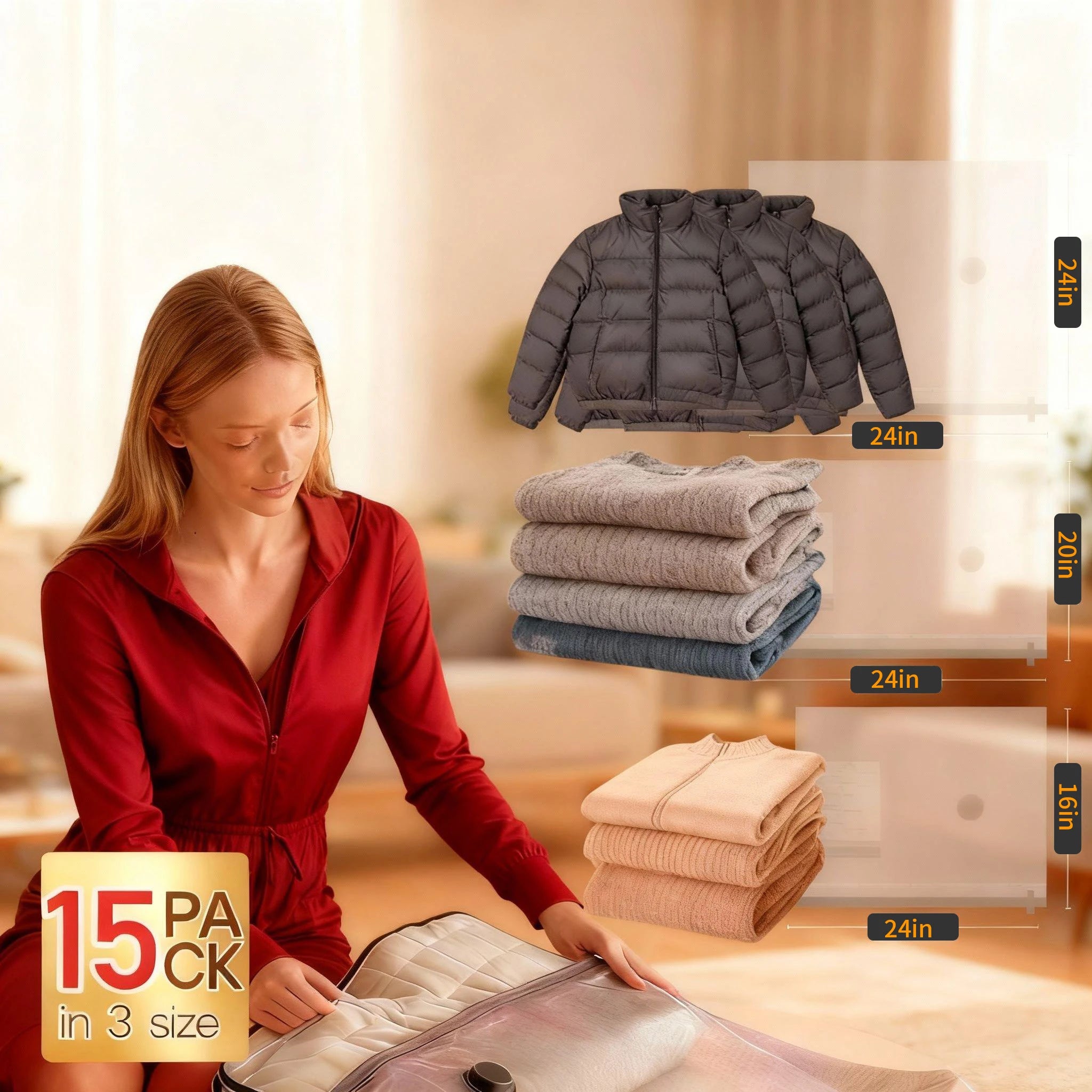 Travel Vacuum Storage Bags with Electric Pump 15 Pack Reusabler