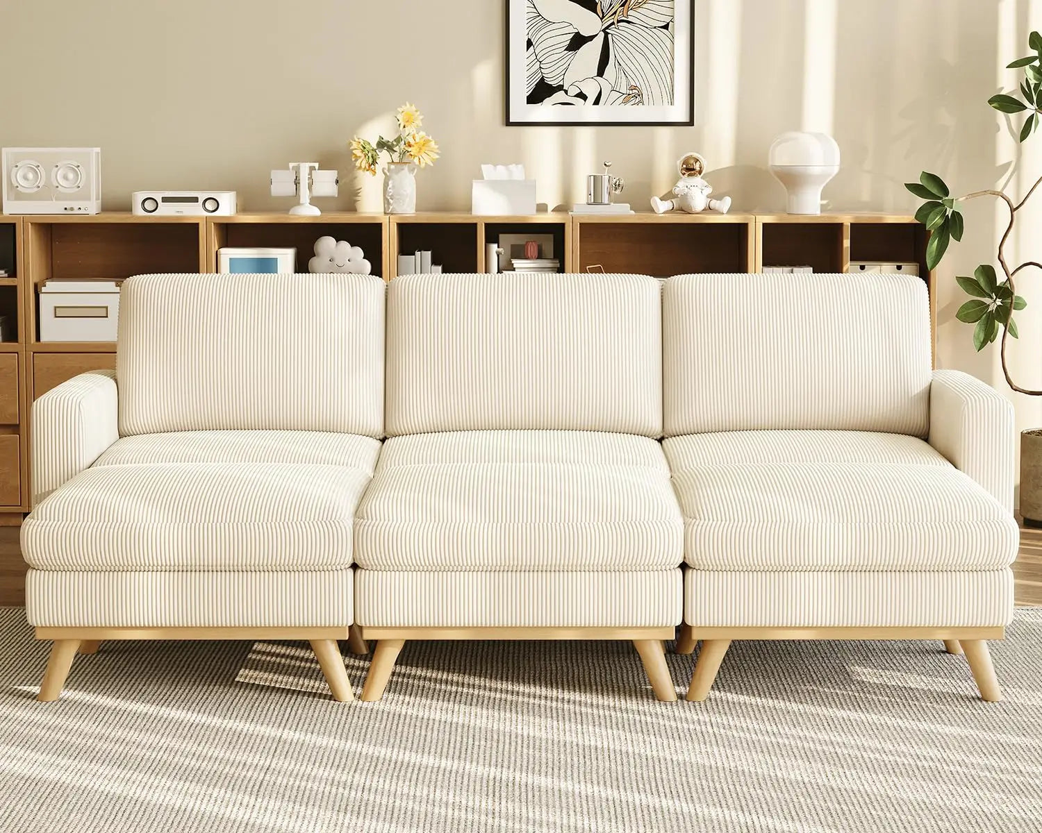 68" Green Loveseat Sofa, Comfy Corduroy with Spring Cushion