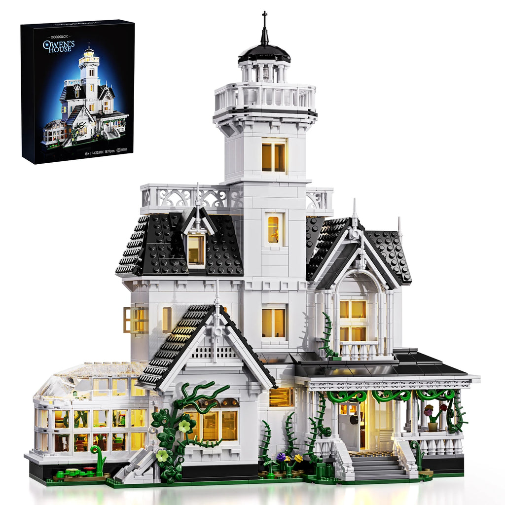 For the Builder: Magic House Building Set Home Decor with LED Light, Owens House (1877PCS)