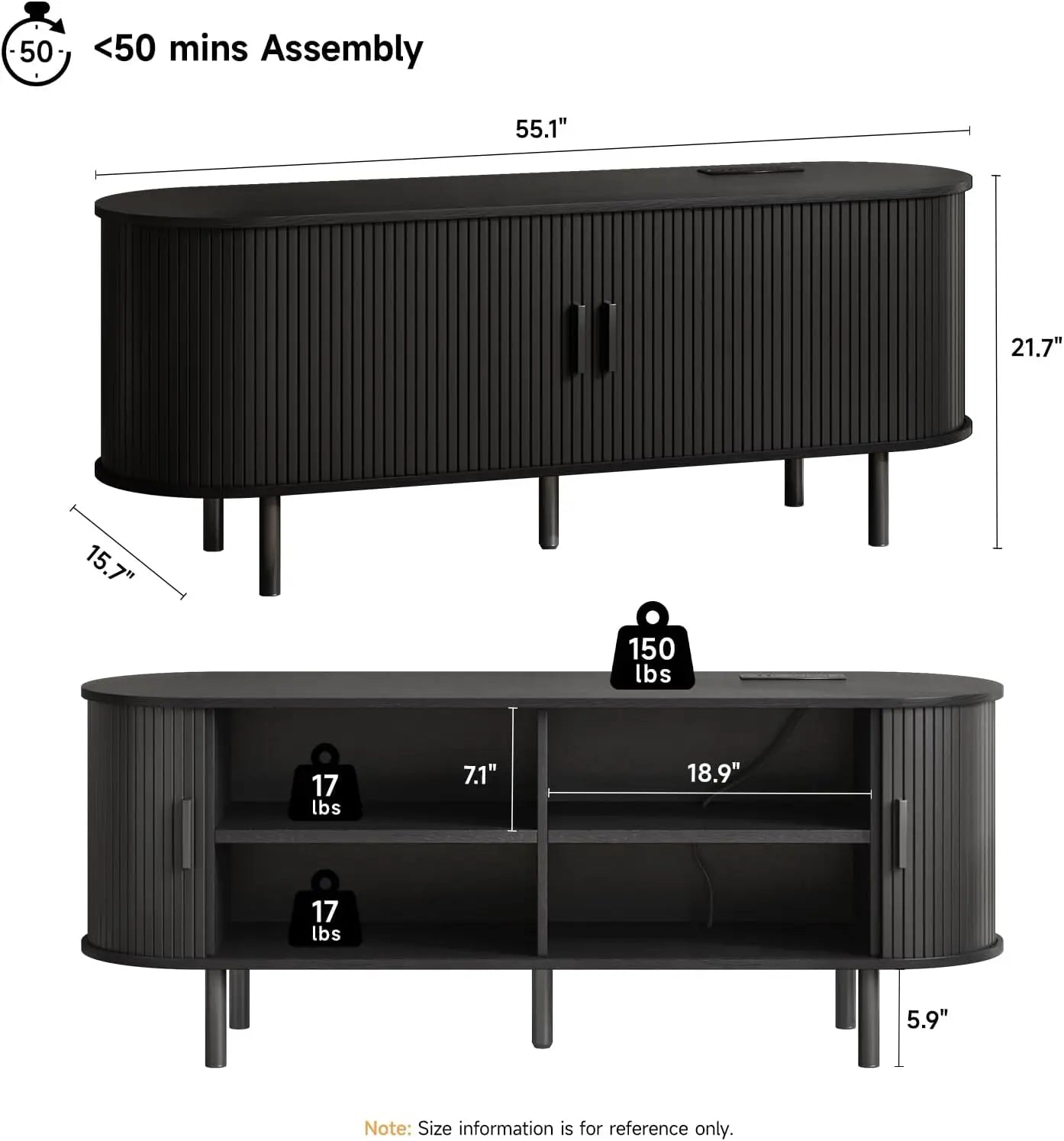 TV Stand with Power Outlet for TVs up to 60/70", Entertainment Center