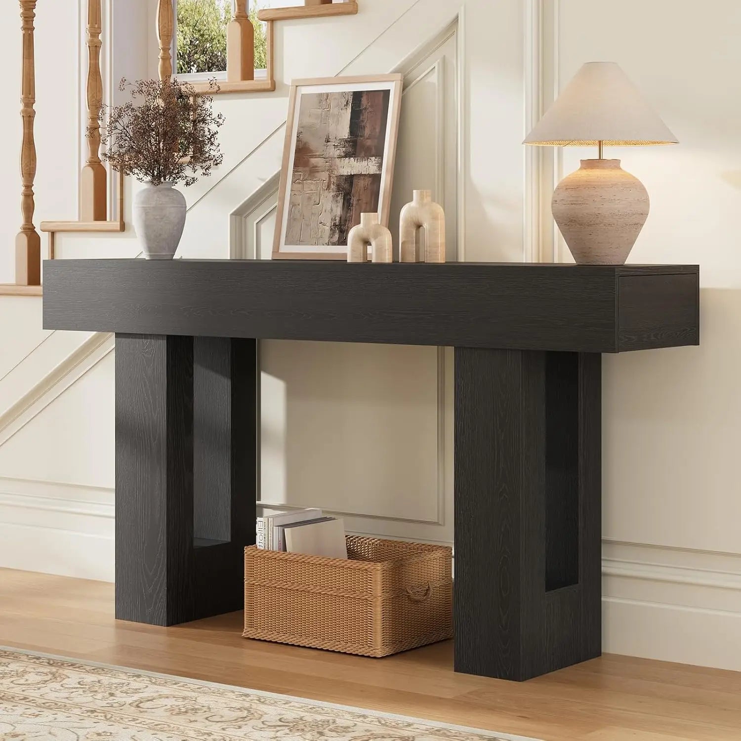 Farmhouse & Rustic Style 63in Long Console Table , see color options