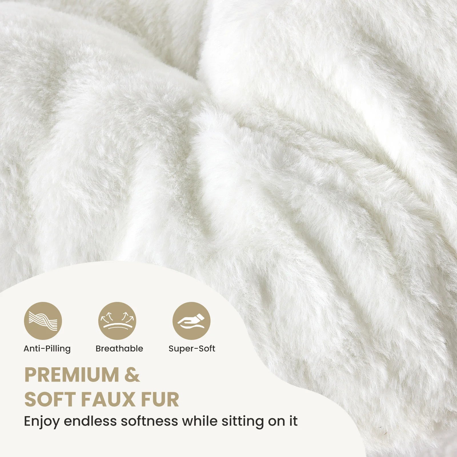 Modern Cozy Saucer Chairs Soft Faux Fur Large Size, Folding