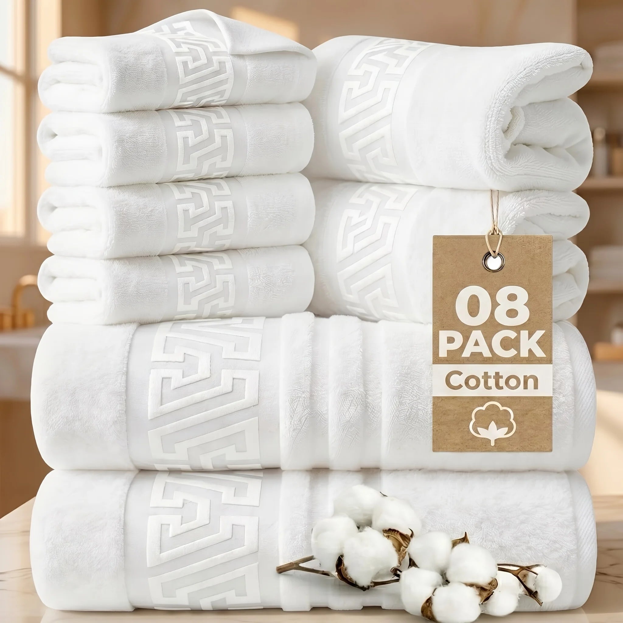 Cotton Bath Towel Set, Highly Absorbent & Quick Dry