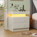 Moroccan Cube Nightstands with 2 Drawers, End Table with RGB LED Lights