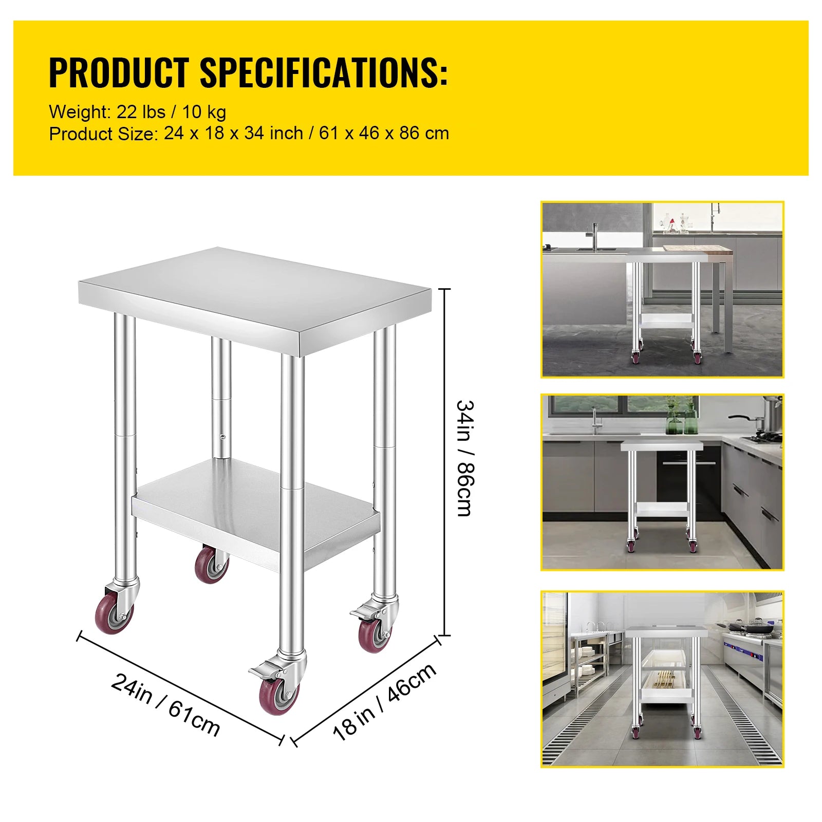 Stainless Steel Kitchen Worktable shelves Commercial Work Bench Table