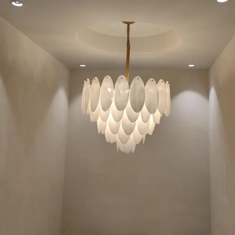 Lamp Luxury Feather Art Glass Chandelier Nordic Minimalism Chandelier French Style New Model LED