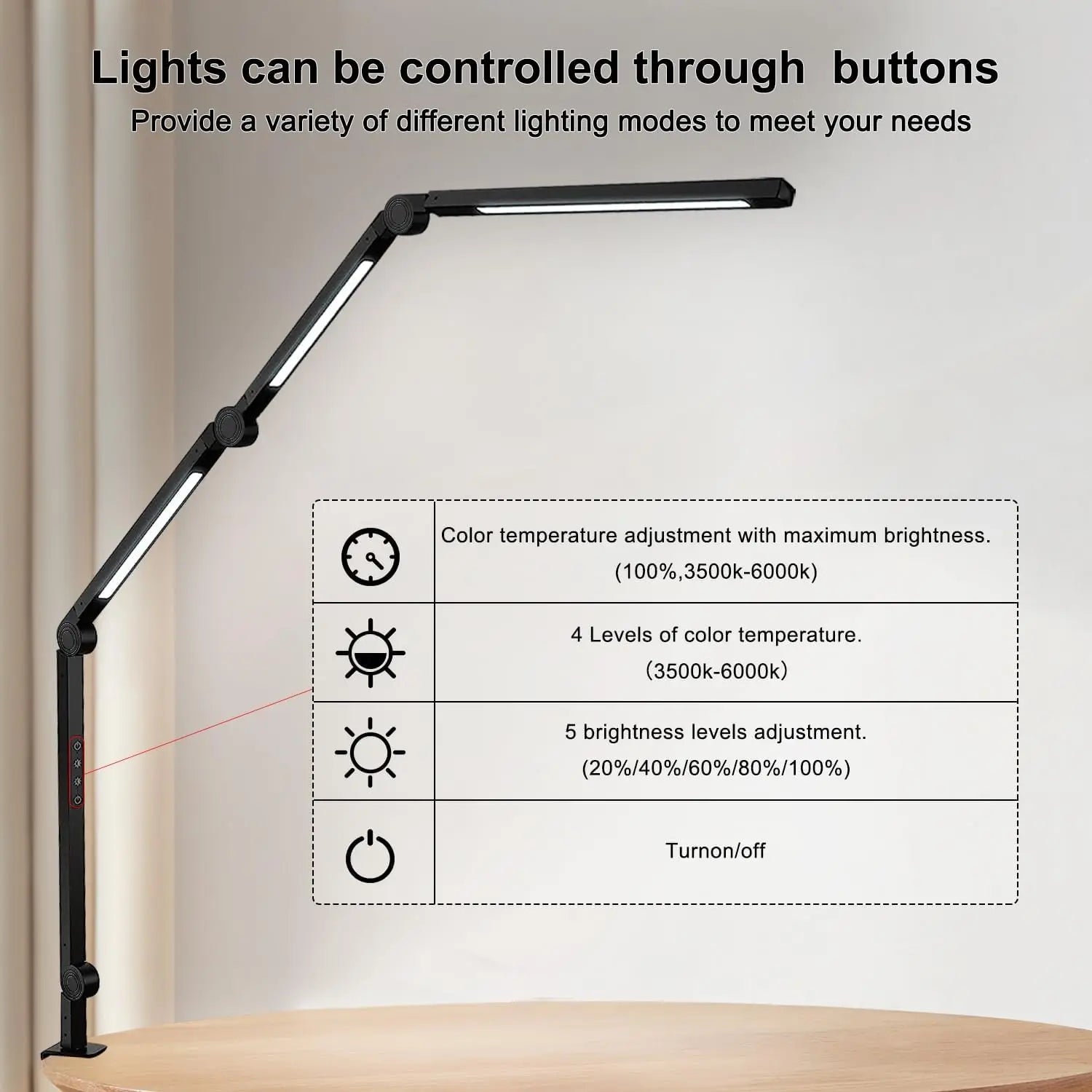 The Best LED Desk Lamp with Clamp Flexible Swing Arm Three light sources