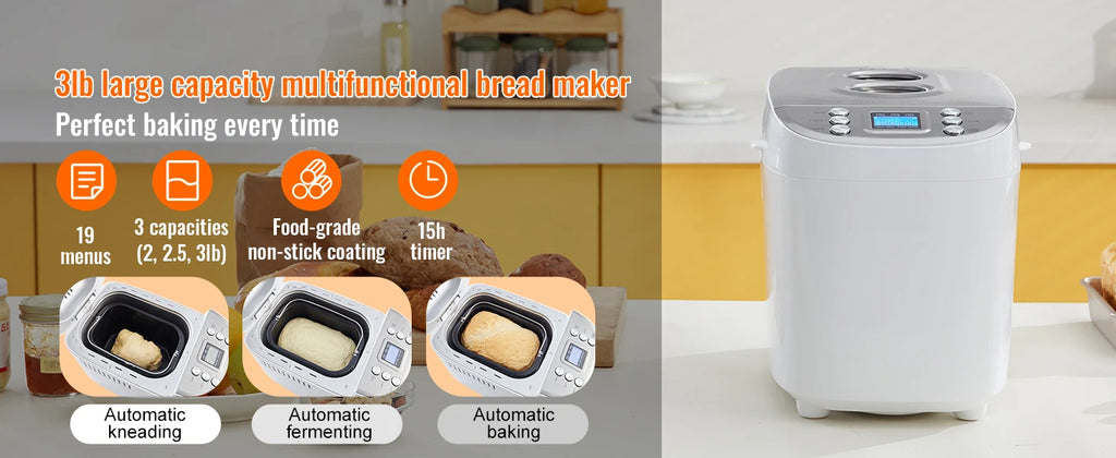 HOMEMADE BREAD!!! 2 LB Bread Maker 15-in-1 Dough Machine Nonstick