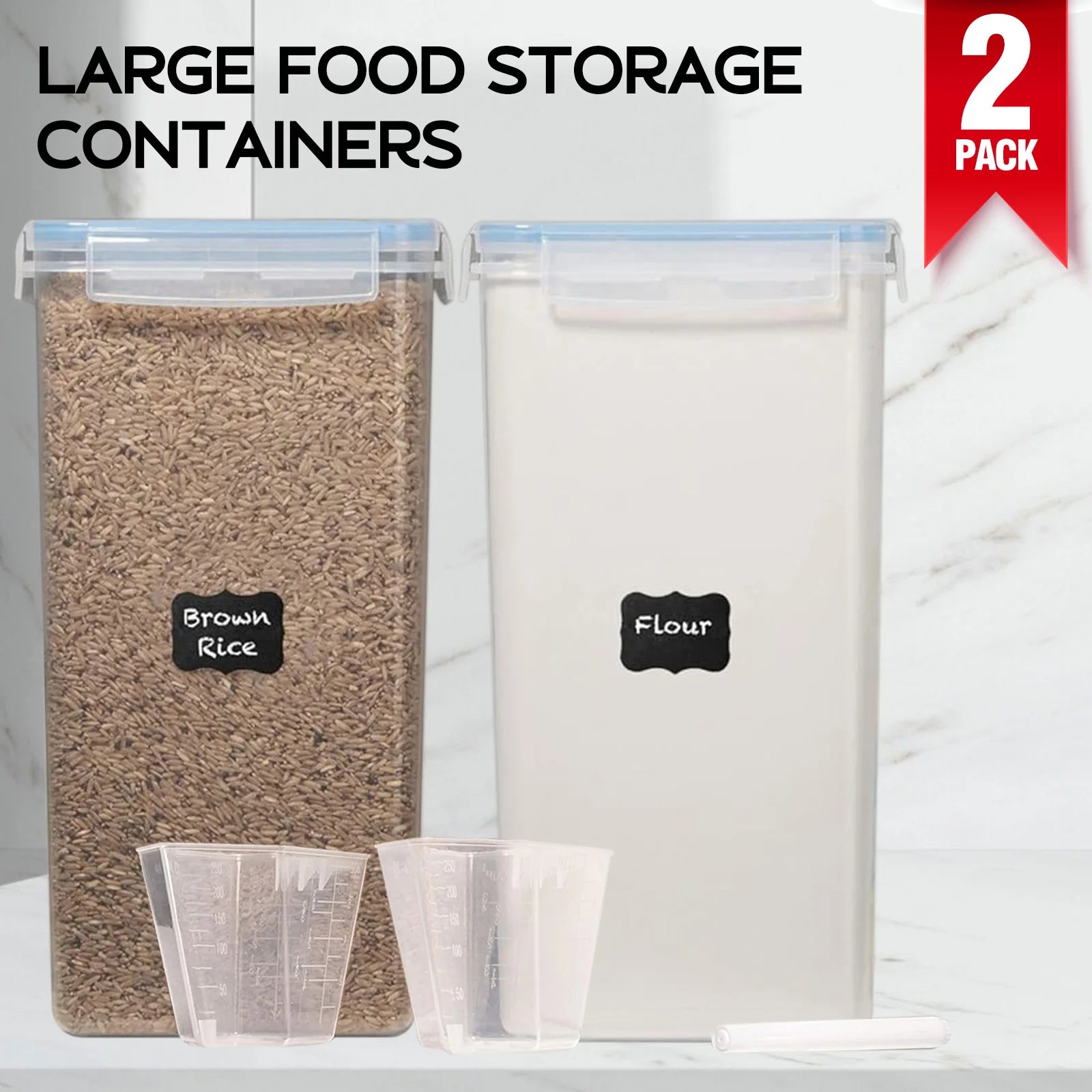 2Pcs Large Airtight Food Storage Containers  Pantry Organization