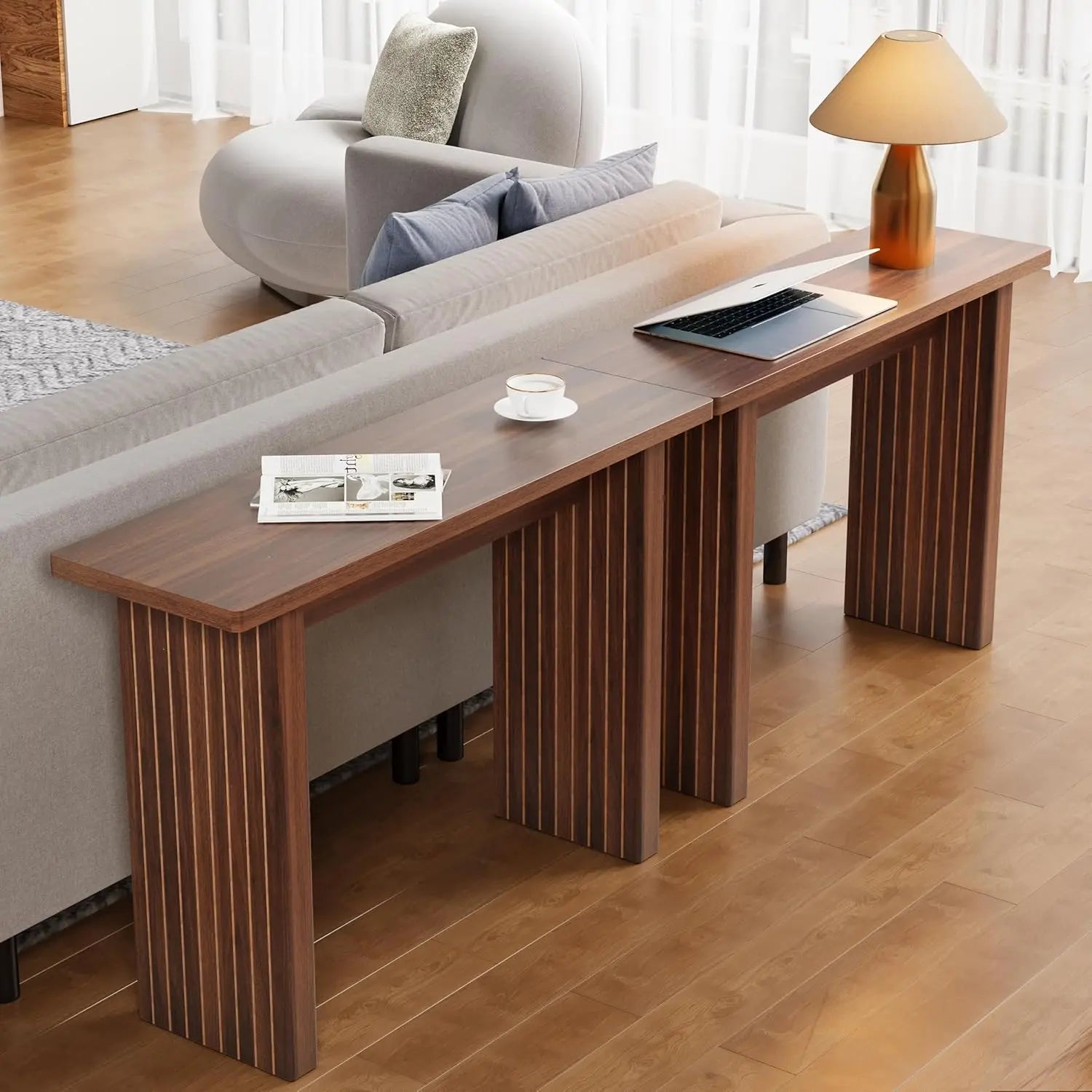 Add to your Foyer!! Fluted Wooden Rectangular Console & Sofa Table ,Narrow