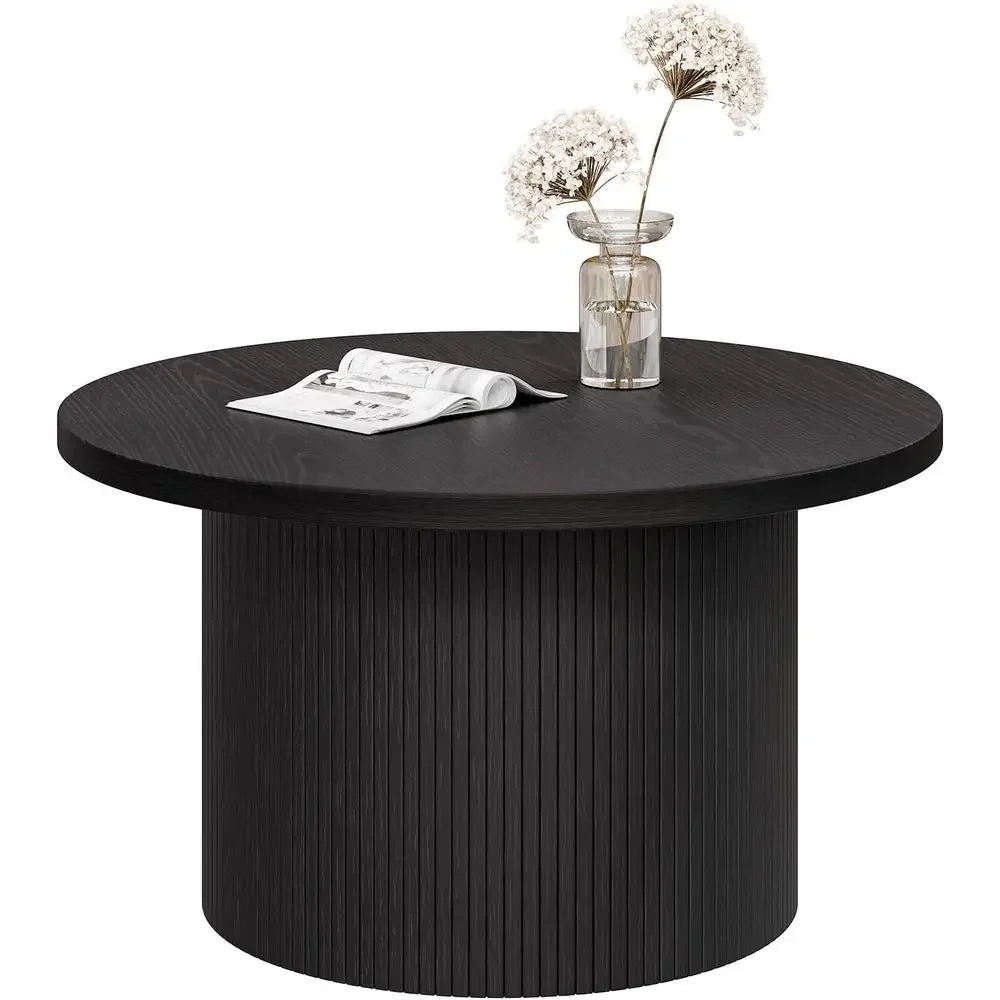 Tambour Design 31.5" Round Coffee Table, Tambour