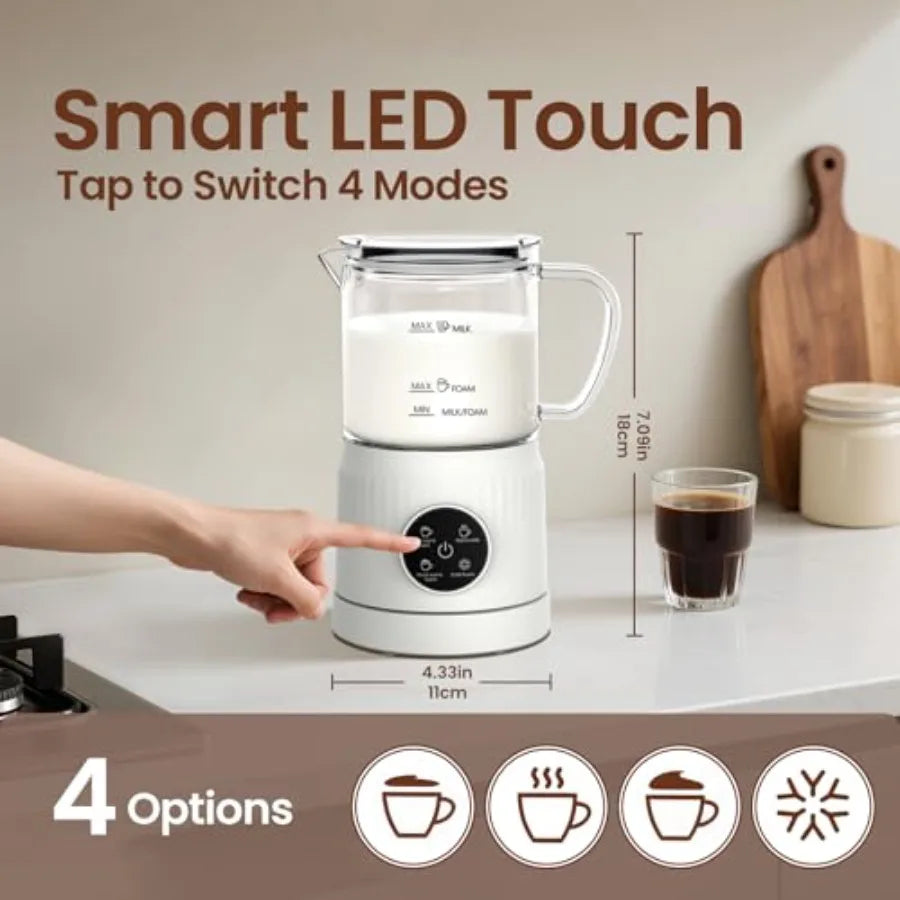 4-in-1 Milk Frother, Electric Milk Frother and Steamer with LED Touch Screen