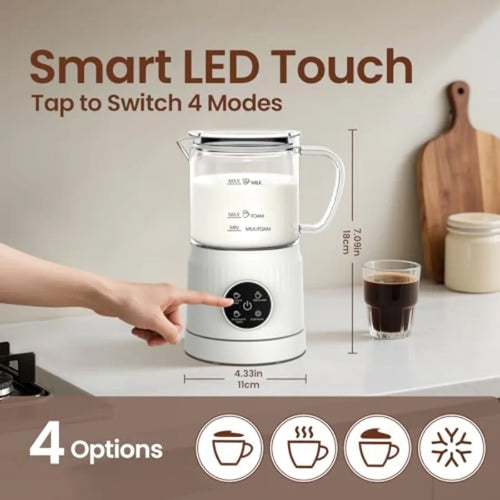 4-in-1 Milk Frother, Electric Milk Frother and Steamer with LED Touch Screen