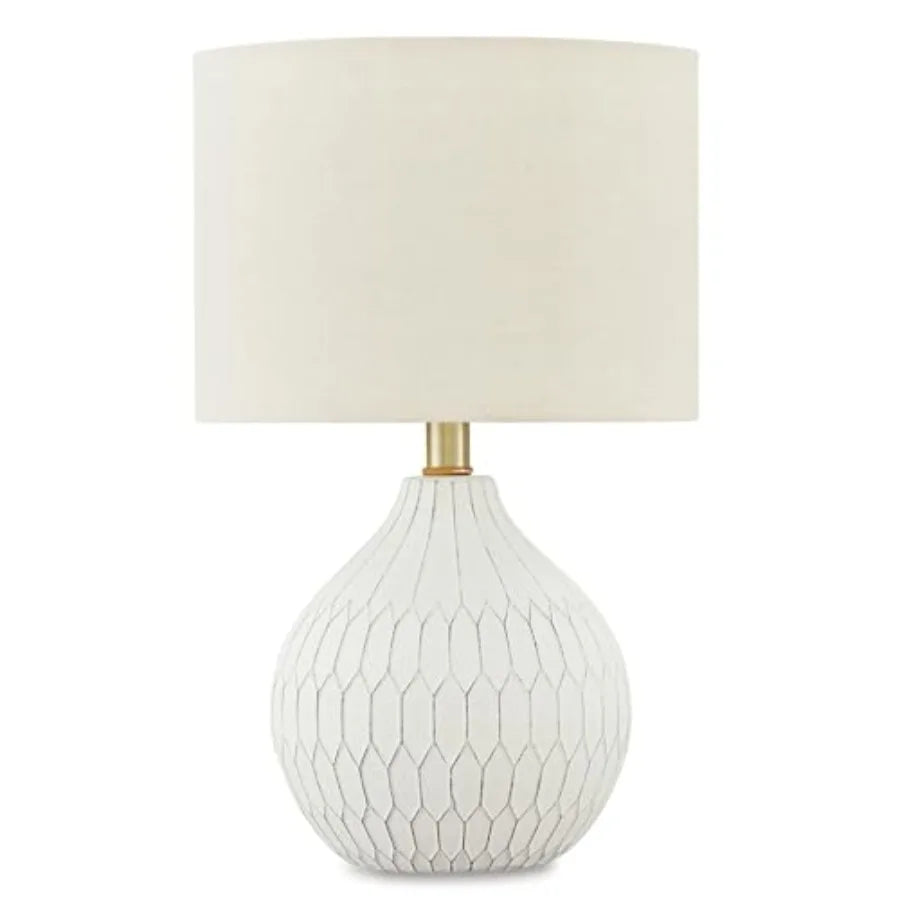 Contemporary Modern Table Lamp with Drum Hardback Fabric Shade