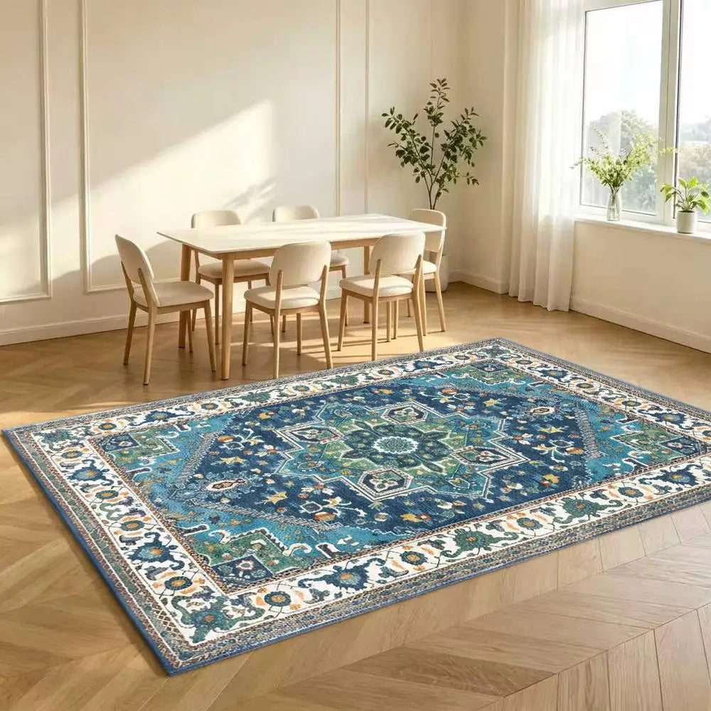 Beautiful Blue Persian Medallion Area Rug Traditional Oriental