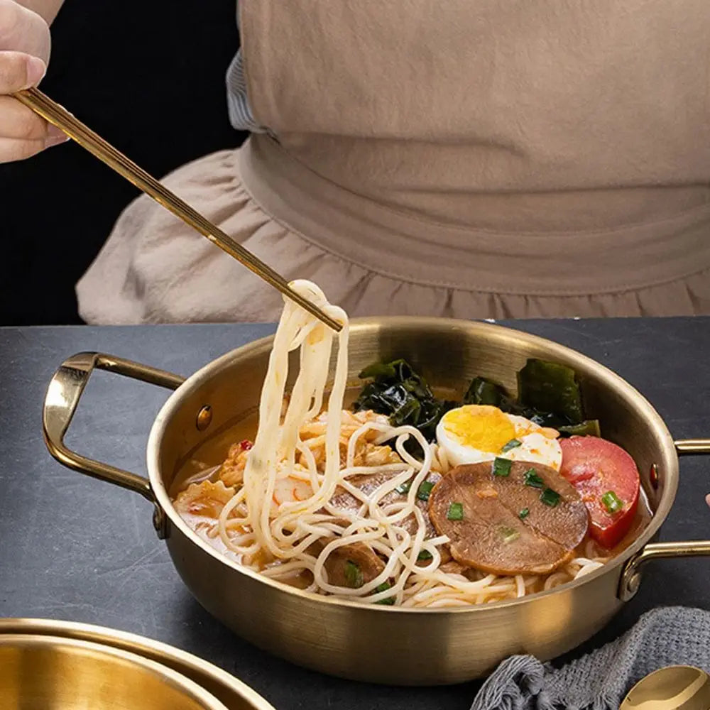Korean Ramen Pot, Stainless Steel Noodle Pot Portable Kitchen Cooking Pot for Household28CM