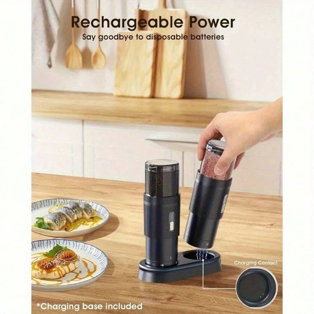 One handed Electric Salt And Pepper Grinder Set Large Capacity