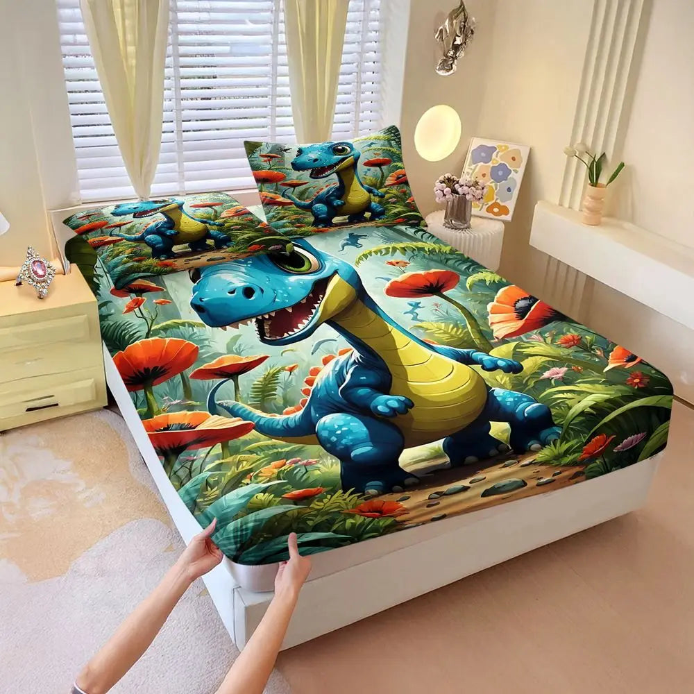 Dinosaur Print Fitted Bedding Set