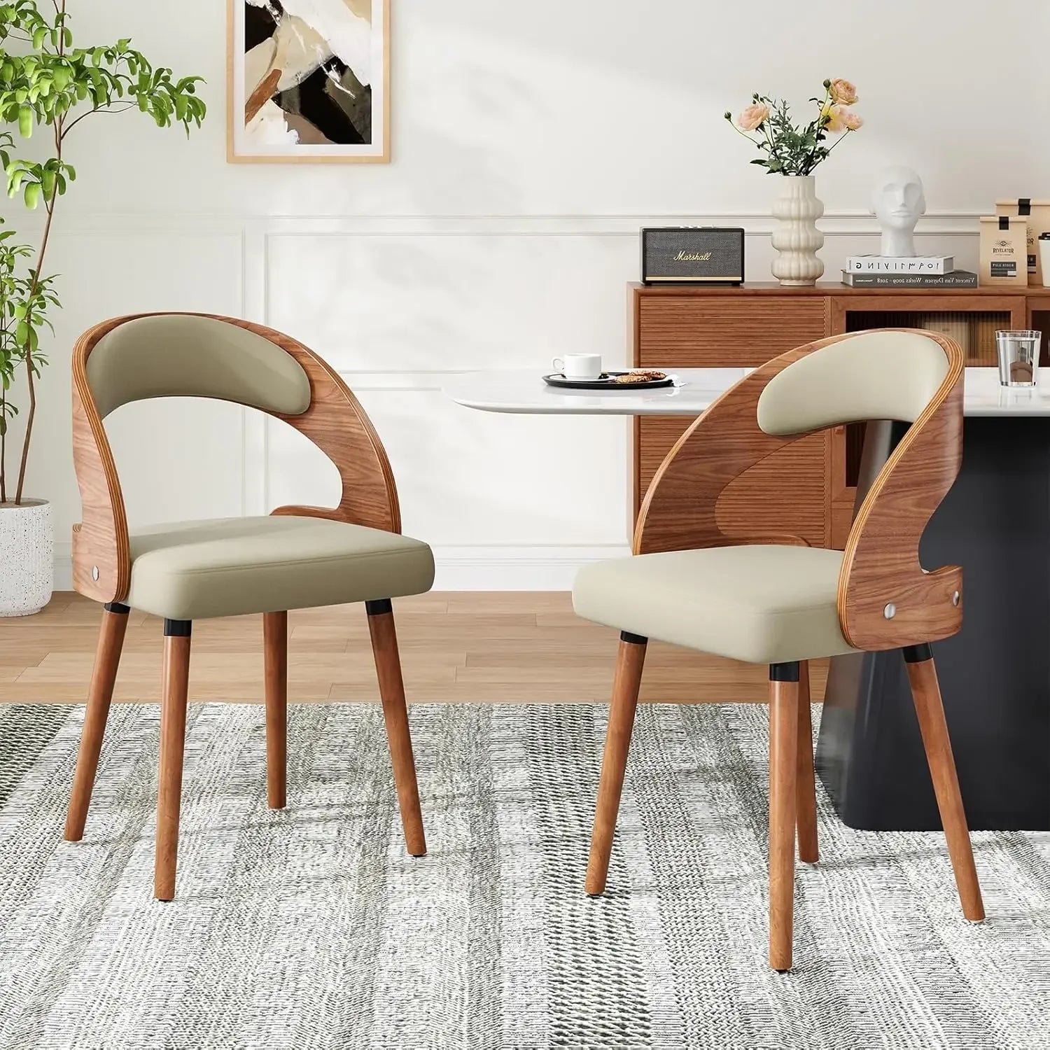 Modern Wood Dining Chairs Set of 4 Upholstered See Colors