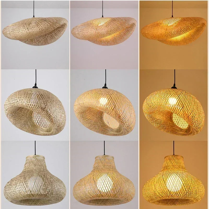 Newest Bamboo Pendant Lamps Ceiling Lights Rattan Wicker Hot Gold